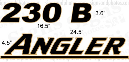 Angler 230 B  Boat Logo Decals  Gold and Black