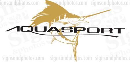 Aquasport Boat Logo, Gold and Black Decals 36"x19"