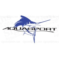 Aquasport Boat Logo Decals 36"x19" (Royal Blue-Black)