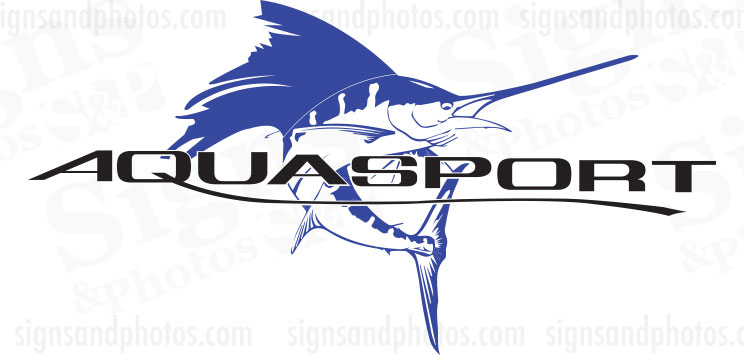 Aquasport Boat Logo Decals 36"x19" (Royal Blue-Black)