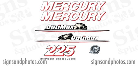 Mercury Optimax 225 Red and white  Decal Kit