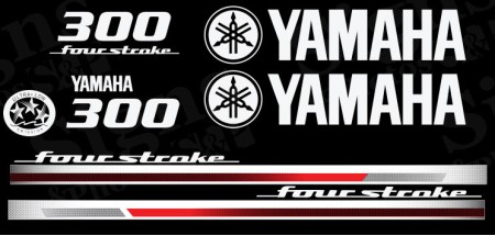 Yamaha 300HP four stroke Decal Kit (RED Line)