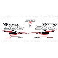 MERCURY 300HP RACING DECALS CUSTOM - RED AND BLACK