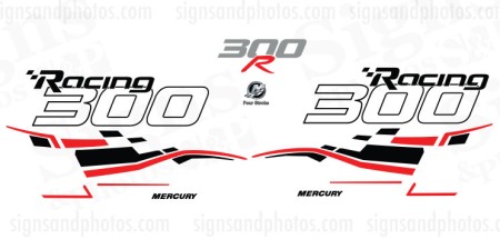 MERCURY 300HP RACING DECALS CUSTOM - RED AND BLACK