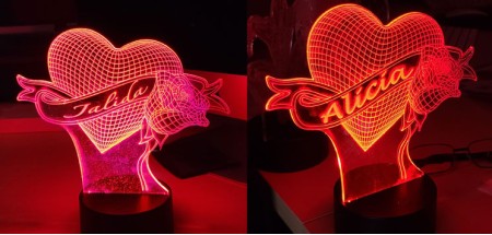 Personalized Heart Shape Acrylic 3D Illusion LED Lamp – Night Light Lamps