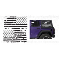 American Flag. Hard top Window USA Distressed Flag Decals Stickers to fit Jeep Wrangler 2007-2018