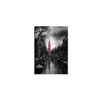 Wall Glass Art Amsterdam black, white and red. 24"x36"